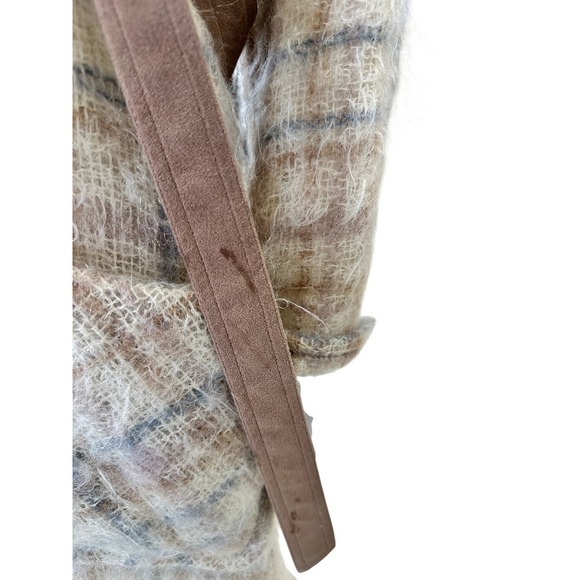 1960s Gino Rossi Mohair LIghtweight Plaid Long Cardigan Robe Jacket‎ Coat JS - Picture 5 of 12